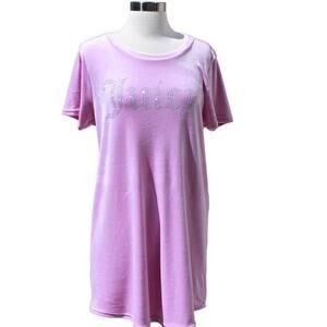 Juicy Couture Women's Nightgown Raspberry Velour Rhinestone Logo Size L NEW